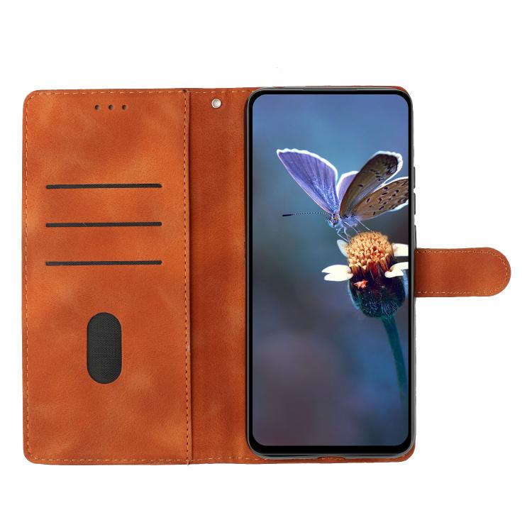 For iPhone 16e Cherry Blossom Butterfly Skin Feel Embossed PU Phone Case(Brown) - iPhone 16e Cases by buy2fix | Online Shopping UK | buy2fix