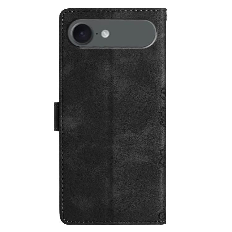 For iPhone Air Cherry Blossom Butterfly Skin Feel Embossed PU Phone Case(Black) - iPhone Air Cases by buy2fix | Online Shopping UK | buy2fix