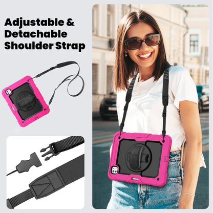 For iPad Pro 11 2024 Silicone Hybrid PC Tablet Case with Shoulder Strap(Black + Rose Red) - iPad Pro 11 2024 Cases by buy2fix | Online Shopping UK | buy2fix