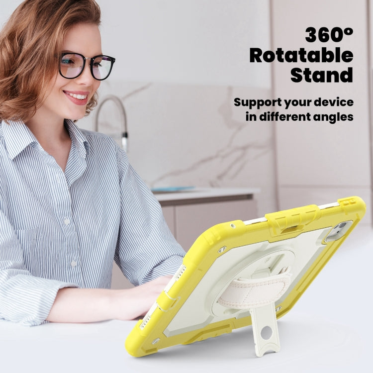 For iPad Pro 11 2024 Silicone Hybrid PC Tablet Case with Shoulder Strap(Beige + Yellow) - iPad Pro 11 2024 Cases by buy2fix | Online Shopping UK | buy2fix