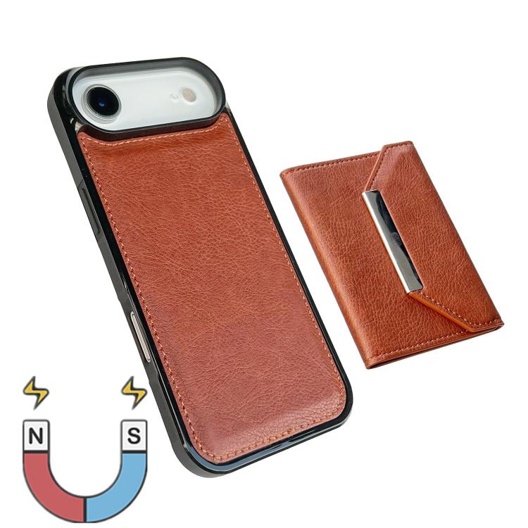 For iPhone Air Solid Color Metal Buckle Card Slots Bag Phone Case(Brown) - iPhone Air Cases by buy2fix | Online Shopping UK | buy2fix