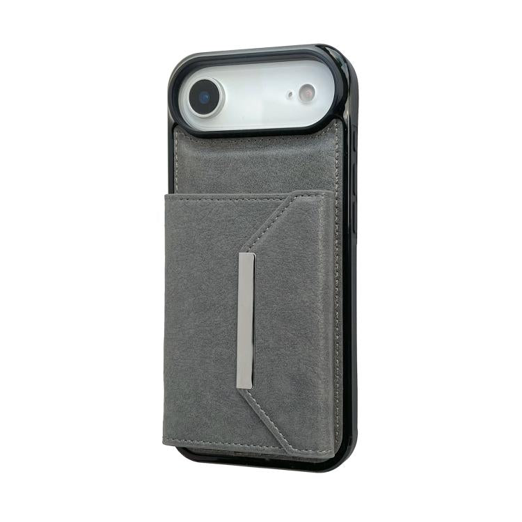 For iPhone Air Solid Color Metal Buckle Card Slots Bag Phone Case(Grey) - iPhone Air Cases by buy2fix | Online Shopping UK | buy2fix