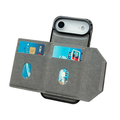 For iPhone Air Solid Color Metal Buckle Card Slots Bag Phone Case(Grey) - iPhone Air Cases by buy2fix | Online Shopping UK | buy2fix