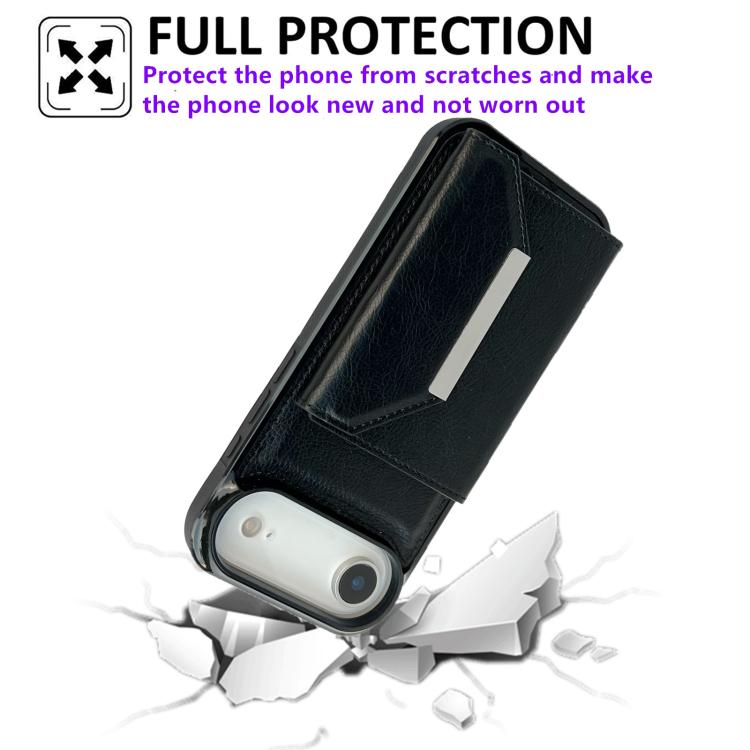 For iPhone Air Solid Color Metal Buckle Card Slots Bag Phone Case(Black) - iPhone Air Cases by buy2fix | Online Shopping UK | buy2fix
