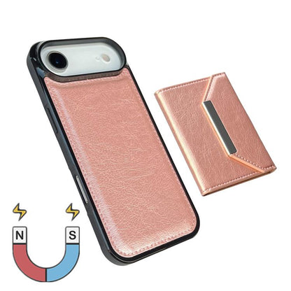 For iPhone Air Solid Color Metal Buckle Card Slots Bag Phone Case(Rose Gold) - iPhone Air Cases by buy2fix | Online Shopping UK | buy2fix
