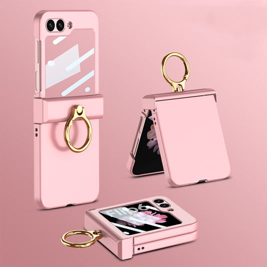 For Samsung Galaxy Z Flip6 / Flip7 FE GKK Integrated Ultra-thin Hinge Full Coverage Phone Case with Ring(Pink) by GKK