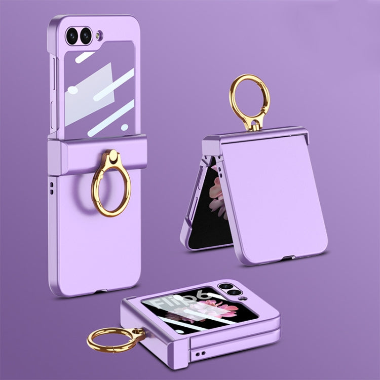 For Samsung Galaxy Z Flip6 / Flip7 FE GKK Integrated Ultra-thin Hinge Full Coverage Phone Case with Ring(Dream Mirror Purple) by GKK