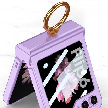 For Samsung Galaxy Z Flip6 / Flip7 FE GKK Integrated Ultra-thin Hinge Full Coverage Phone Case with Ring(Dream Mirror Purple) by GKK
