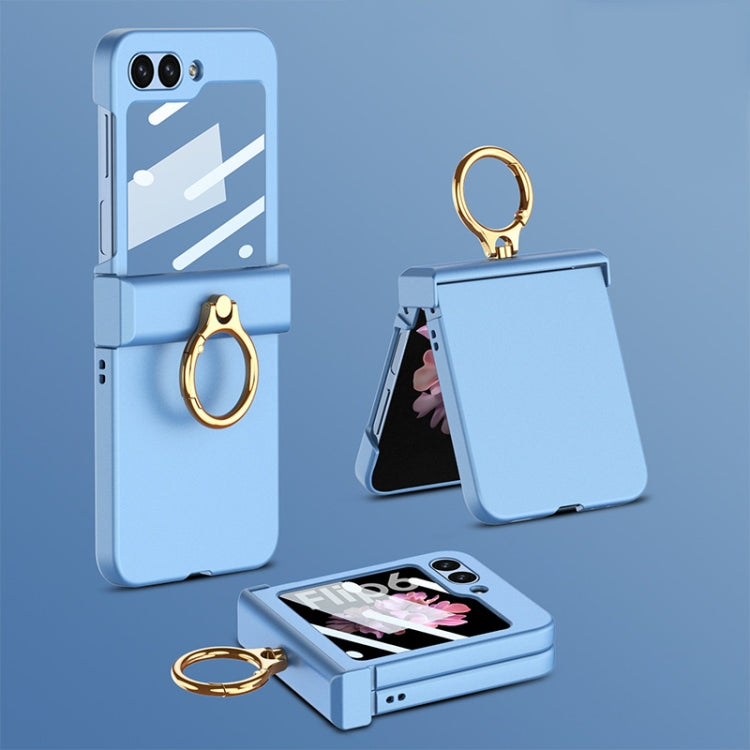 For Samsung Galaxy Z Flip6 / Flip7 FE GKK Integrated Ultra-thin Hinge Full Coverage Phone Case with Ring(Blue) by GKK