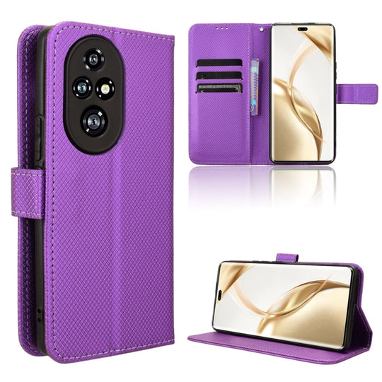 For Honor 200 Pro 5G Diamond Texture Leather Phone Case(Purple)