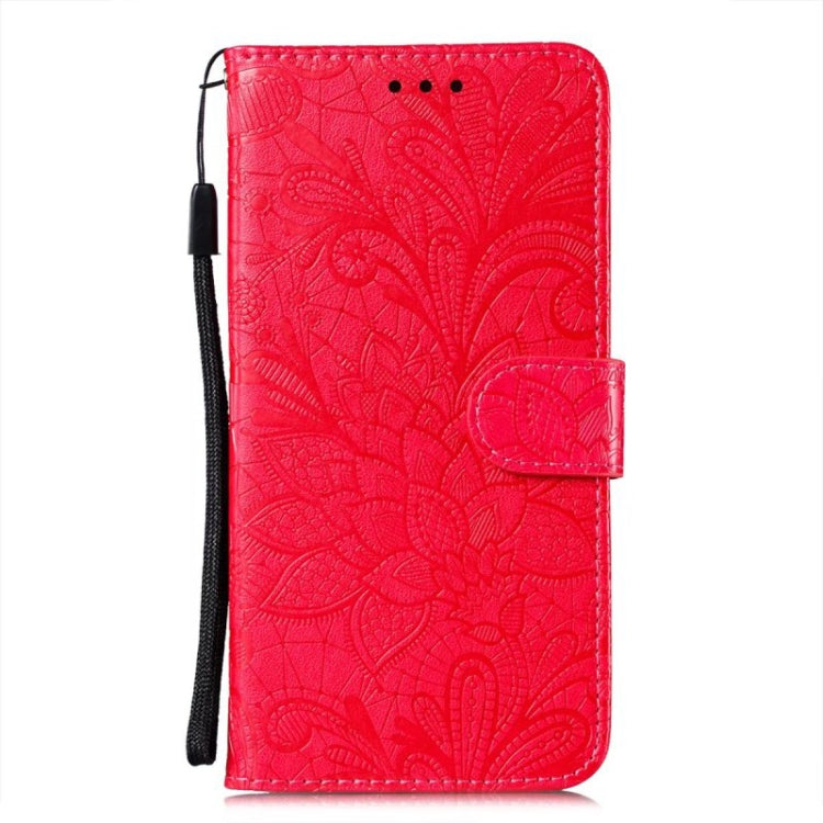 For Google Pixel 9 Lace Flower Embossing Flip Leather Phone Case(Red) - Google Cases by buy2fix | Online Shopping UK | buy2fix