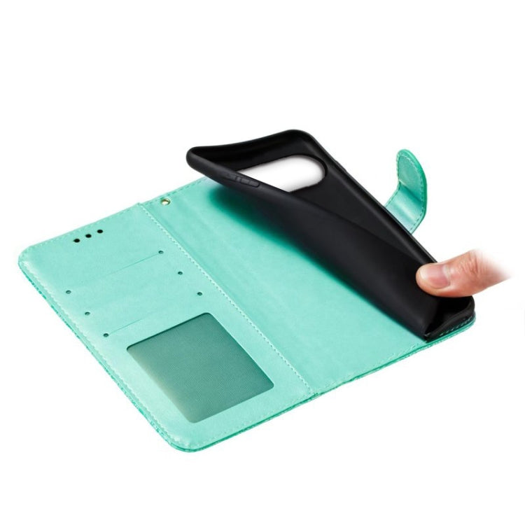 For Google Pixel 9 Pro Lace Flower Embossing Flip Leather Phone Case(Green) - Google Cases by buy2fix | Online Shopping UK | buy2fix