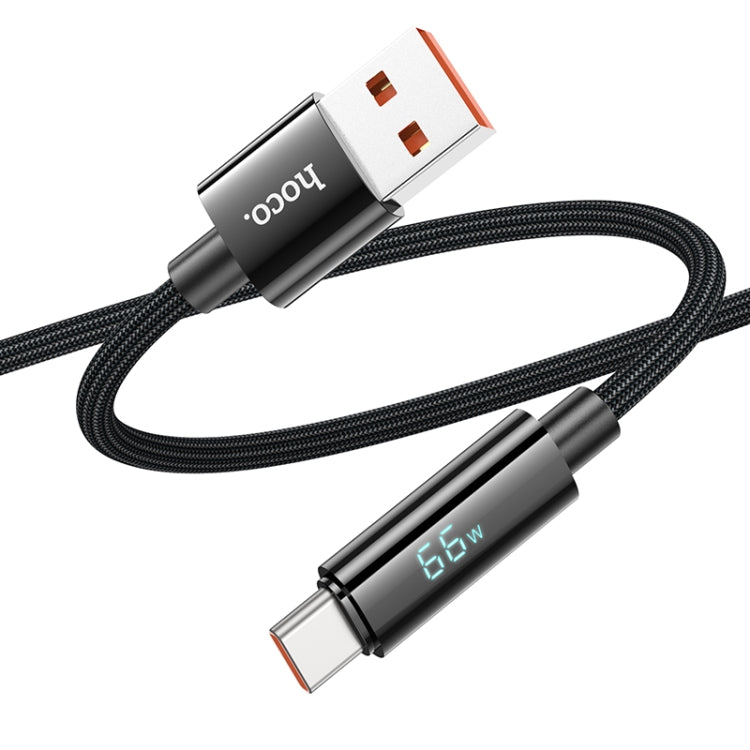 hoco U125 Benefit 1.2m 5A USB to Type-C Fast Charging Data Cable with Display(Black) - USB-C & Type-C Cable by hoco | Online Shopping UK | buy2fix