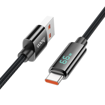 hoco U125 Benefit 1.2m 5A USB to Type-C Fast Charging Data Cable with Display(Black) - USB-C & Type-C Cable by hoco | Online Shopping UK | buy2fix