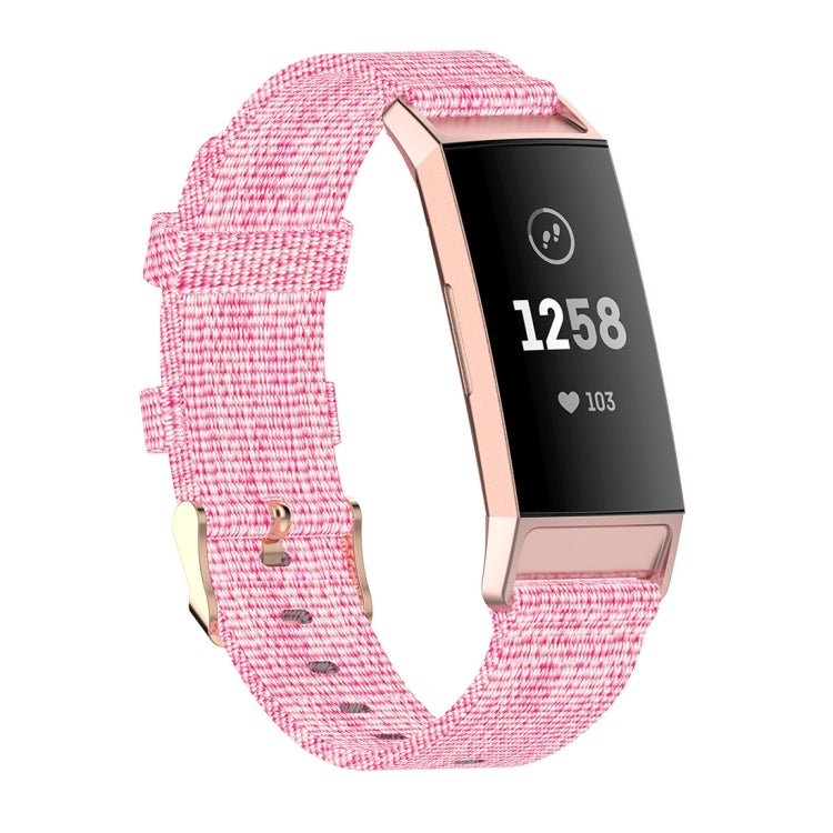 For Fitbit Charge 4 / Charge 3 / Charge3 SE Braided Nylon Watch Band Plastic Head, Size: Free Size(Pink) - Watch Bands by buy2fix | Online Shopping UK | buy2fix