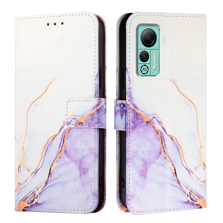 For Ulefone Note 14 PT003 Marble Pattern Flip Leather Phone Case(White Purple) by buy2fix