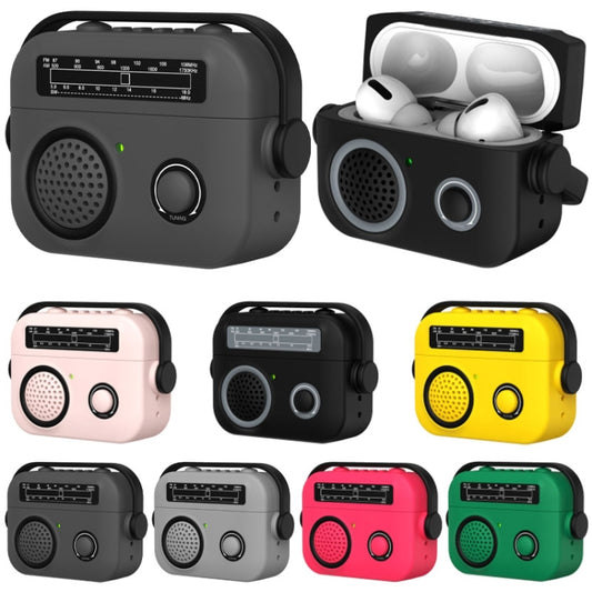 For AirPods 2 / 1 Radio Style Wireless Bluetooth Earphones Shockproof Protective Case(Dark Grey) by buy2fix
