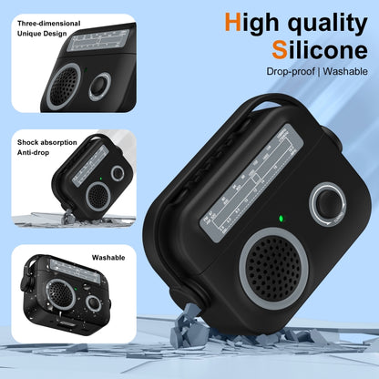 For AirPods 2 / 1 Radio Style Wireless Bluetooth Earphones Shockproof Protective Case(Black) - For AirPods 1/2 by buy2fix | Online Shopping UK | buy2fix