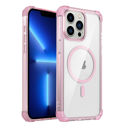 For iPhone 13 Pro Transparent MagSafe Magnetic Phone Case(Pink) by buy2fix