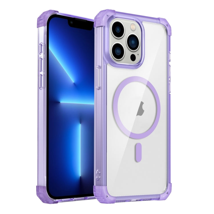 For iPhone 13 Pro Transparent MagSafe Magnetic Phone Case(Purple) - iPhone 13 Pro Cases by buy2fix | Online Shopping UK | buy2fix