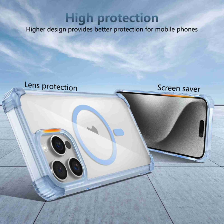 For iPhone 14 Pro Transparent MagSafe Magnetic Phone Case(Blue) - iPhone 14 Pro Cases by buy2fix | Online Shopping UK | buy2fix