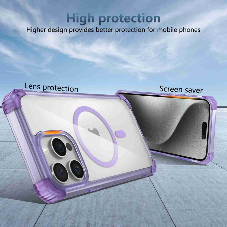 For iPhone 15 Transparent MagSafe Magnetic Phone Case(Purple) - iPhone 15 Cases by buy2fix | Online Shopping UK | buy2fix