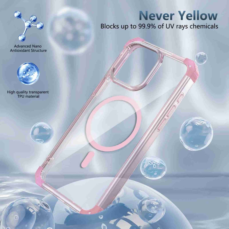 For iPhone 15 Plus Transparent MagSafe Magnetic Phone Case(Pink) by buy2fix