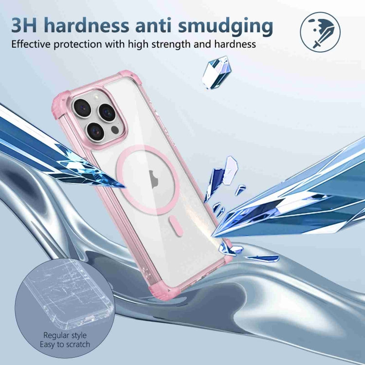 For iPhone 15 Plus Transparent MagSafe Magnetic Phone Case(Pink) by buy2fix