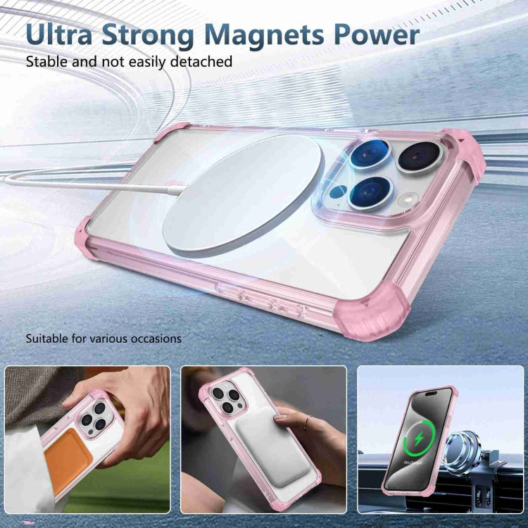 For iPhone 15 Plus Transparent MagSafe Magnetic Phone Case(Pink) by buy2fix