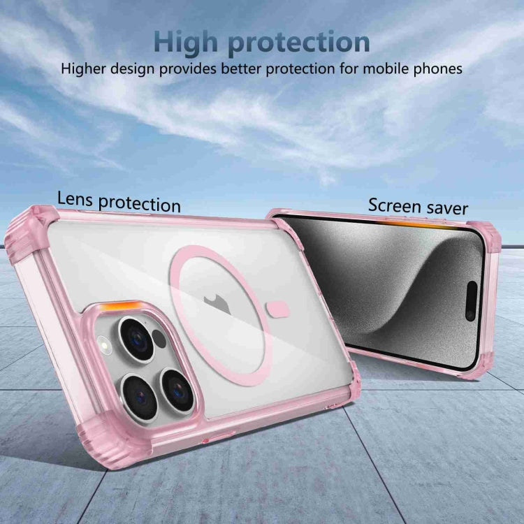 For iPhone 15 Plus Transparent MagSafe Magnetic Phone Case(Pink) by buy2fix
