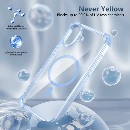 For iPhone 16 Transparent MagSafe Magnetic Phone Case(Blue) by buy2fix
