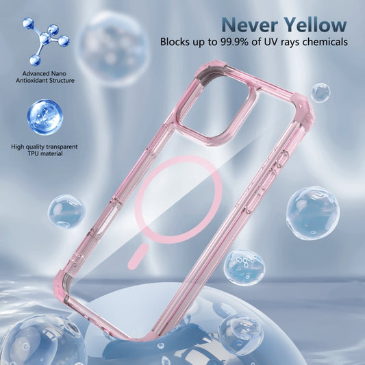 For iPhone 16 Pro Max Transparent MagSafe Magnetic Phone Case(Pink) by buy2fix
