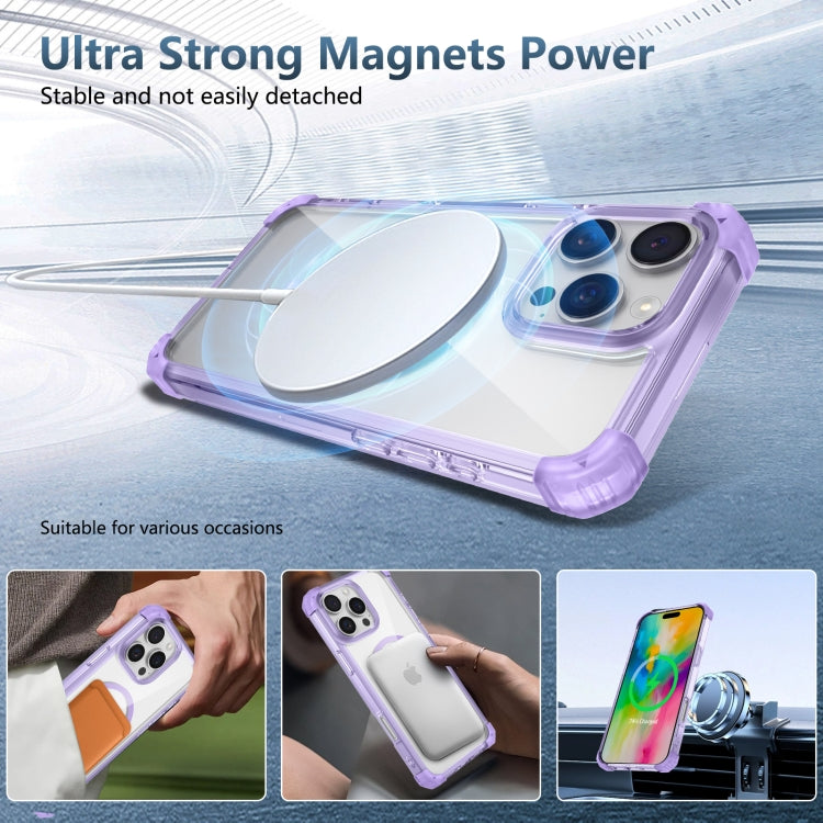 For iPhone 16 Pro Max Transparent MagSafe Magnetic Phone Case(Purple) - iPhone 16 Pro Max Cases by buy2fix | Online Shopping UK | buy2fix