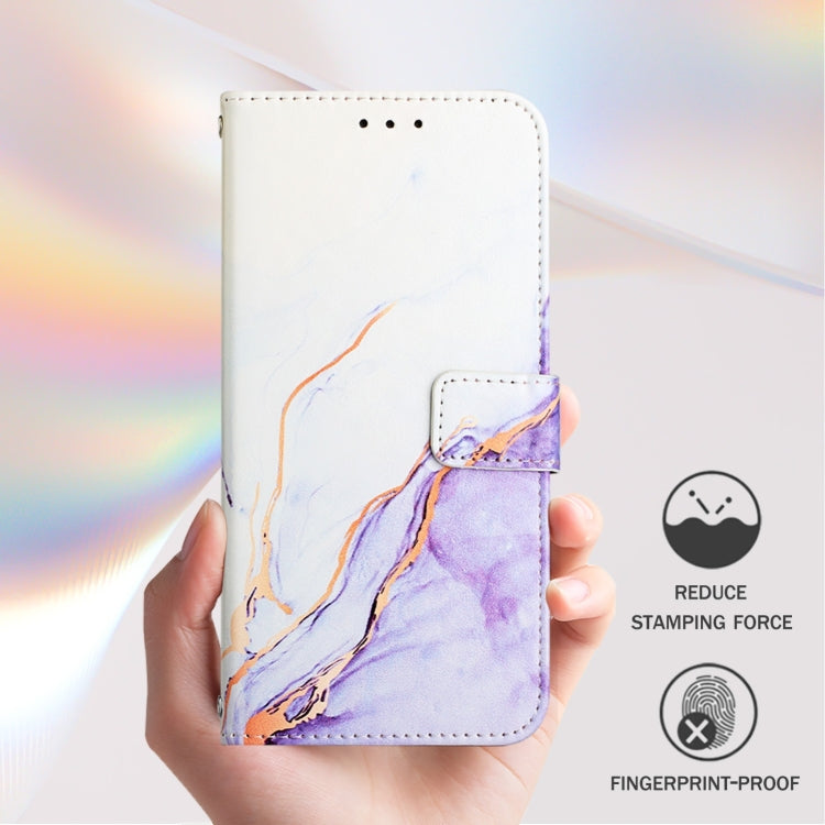 For Blackview A52 PT003 Marble Pattern Flip Leather Phone Case(White Purple) - More Brand by buy2fix | Online Shopping UK | buy2fix