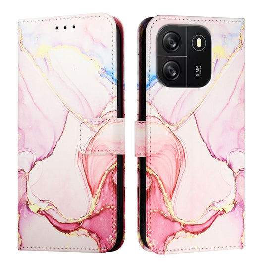 For Blackview Wave 6C PT003 Marble Pattern Flip Leather Phone Case(Rose Gold) by buy2fix