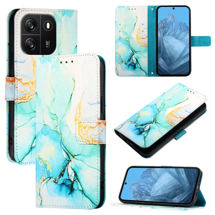 For Blackview Wave 6C PT003 Marble Pattern Flip Leather Phone Case(Green) - More Brand by buy2fix | Online Shopping UK | buy2fix