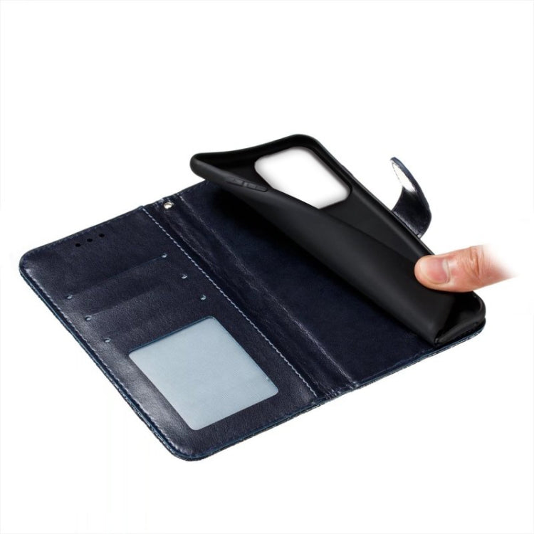 For Motorola Moto G Play 2024 Lace Flower Embossing Flip Leather Phone Case(Dark Blue) by buy2fix