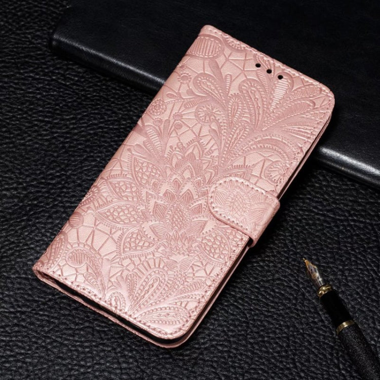 For Motorola Moto G Power 5G 2024 Lace Flower Embossing Flip Leather Phone Case(Rose Gold) - Motorola Cases by buy2fix | Online Shopping UK | buy2fix