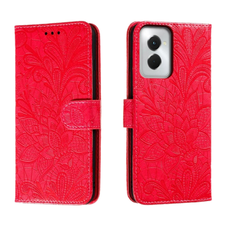 For Motorola Moto G Power 5G 2024 Lace Flower Embossing Flip Leather Phone Case(Red) by buy2fix
