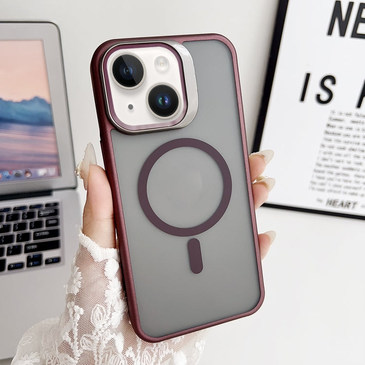 For iPhone 15 Plus J3 Magsafe Frame Bracket Shockproof Phone Case(Wine Red) - iPhone 15 Plus Cases by buy2fix | Online Shopping UK | buy2fix