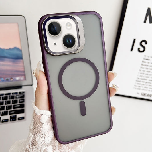 For iPhone 15 Plus J3 Magsafe Frame Bracket Shockproof Phone Case(Dark Purple) - iPhone 15 Plus Cases by buy2fix | Online Shopping UK | buy2fix