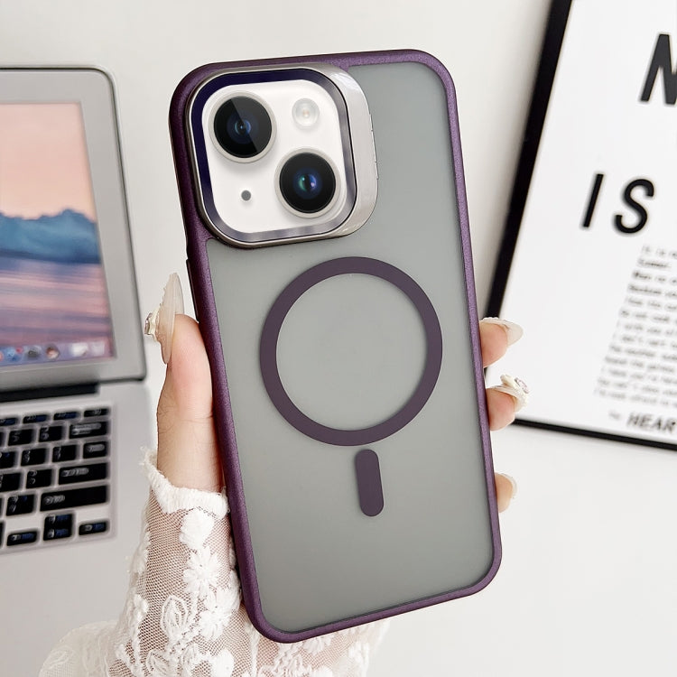 For iPhone 15 J3 Magsafe Frame Bracket Shockproof Phone Case(Dark Purple) - iPhone 15 Cases by buy2fix | Online Shopping UK | buy2fix