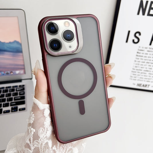 For iPhone 11 Pro Max J3 Magsafe Frame Bracket Shockproof Phone Case(Wine Red) - iPhone 11 Pro Max Cases by buy2fix | Online Shopping UK | buy2fix