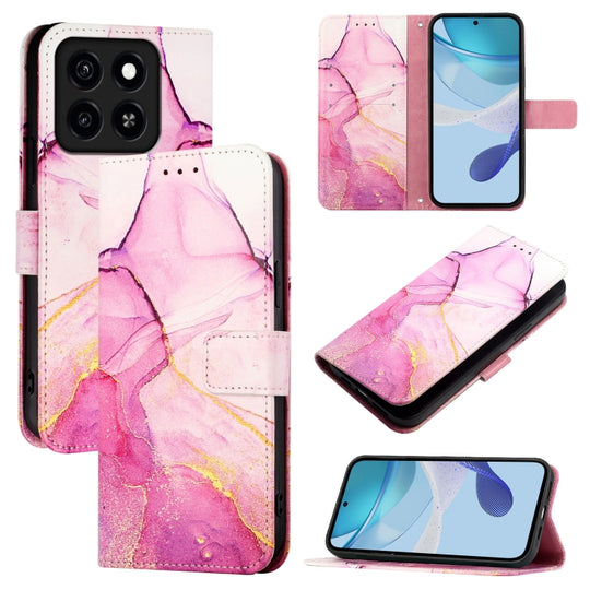 For ZTE Blade A35 / A55 PT003 Marble Pattern Flip Leather Phone Case(Pink Purple Gold)