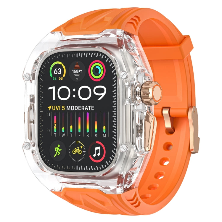 For Apple Watch Ultra 49mm Modified PC Hybrid TPU Watch Case Band(Orange Transparent) by buy2fix