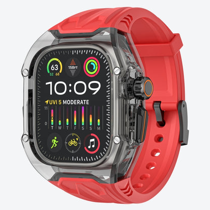 For Apple Watch Ultra 49mm Modified PC Hybrid TPU Watch Case Band(Red Clear Black) by buy2fix
