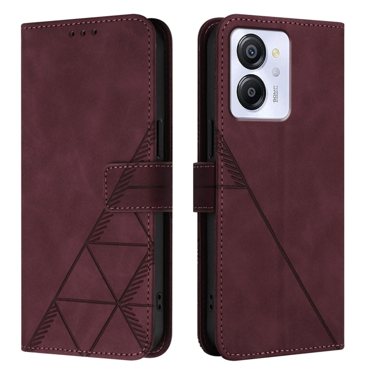 For Blackview Color 8 Crossbody 3D Embossed Flip Leather Phone Case(Wine Red) - More Brand by buy2fix | Online Shopping UK | buy2fix