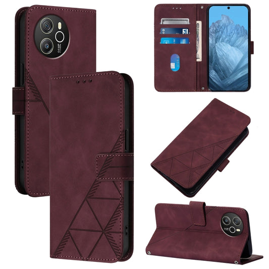 For Blackview Shark 8 Crossbody 3D Embossed Flip Leather Phone Case(Wine Red) - More Brand by buy2fix | Online Shopping UK | buy2fix