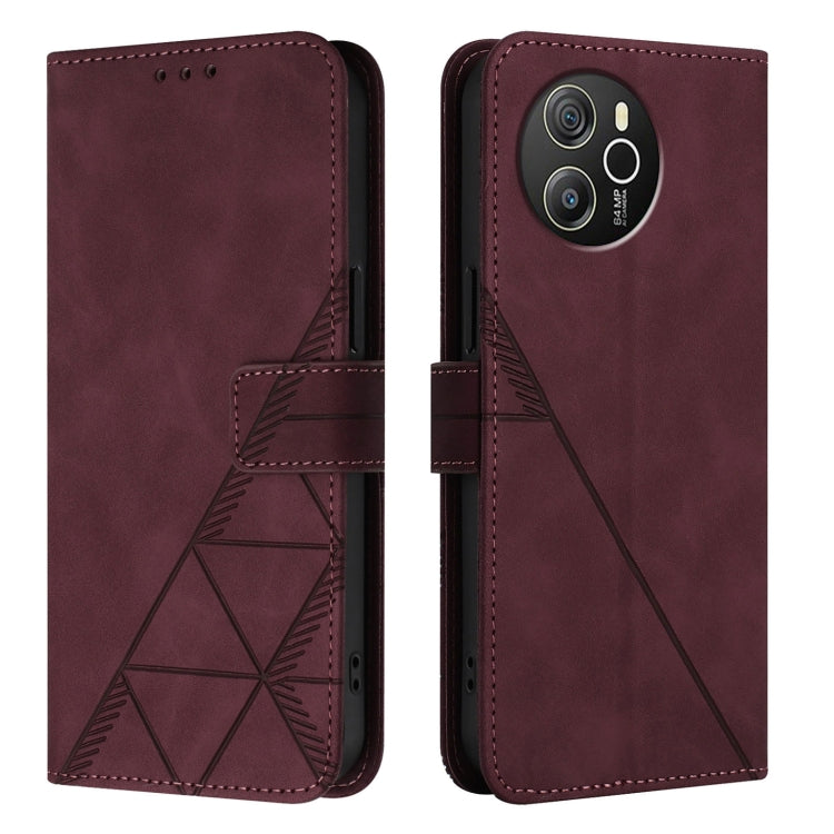 For Blackview Shark 8 Crossbody 3D Embossed Flip Leather Phone Case(Wine Red) - More Brand by buy2fix | Online Shopping UK | buy2fix