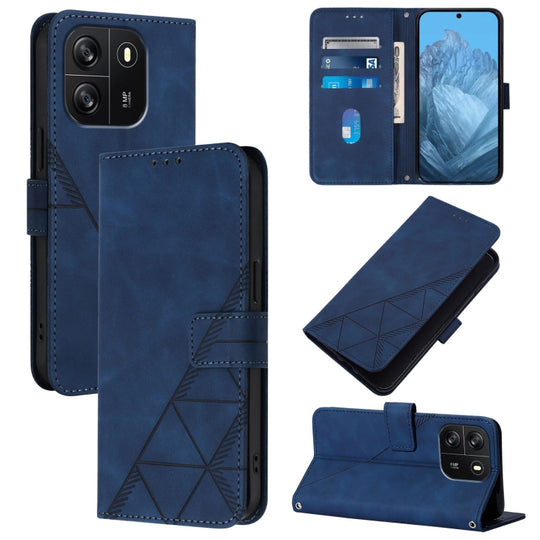 For Blackview Wave 6C Crossbody 3D Embossed Flip Leather Phone Case(Blue)